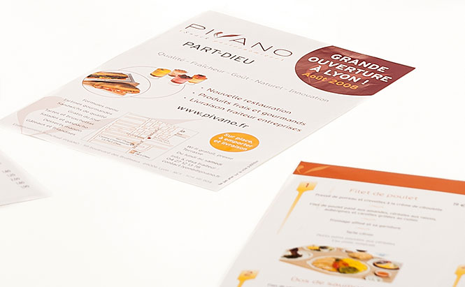 Pivano - supports de vente des 3 offres Coffrets traiteur, Plateaux repas et Sélections boutique