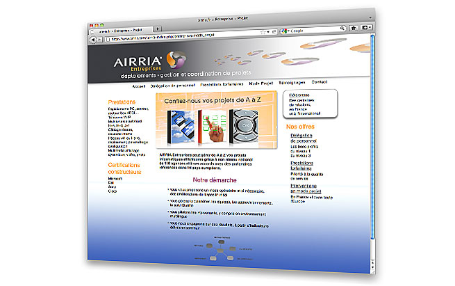 AIRRIA - conception et design du site internet - Airria Entreprises